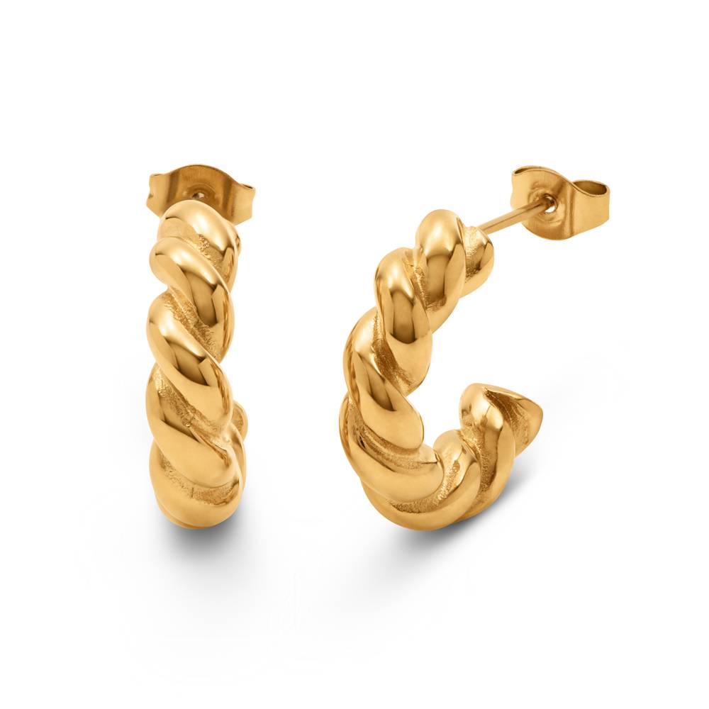 Celine Twist Hoops in Stainless Steel with Gold PVD- Free Gift