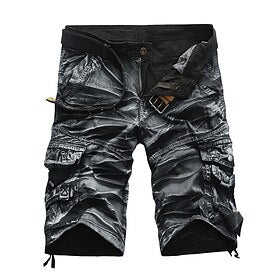 Homens Bermuda Cargo Shorts de Trilha Zíper Bolsos Bolso multi Tecido Côr Camuflagem Respirável Secagem Rápida Comprimento do joelho Casual Misto de Algodão Ca