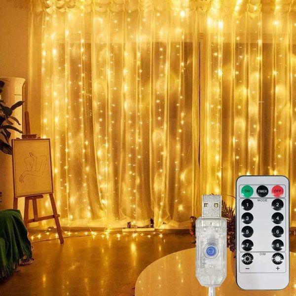 Christmas LED decorative lights fairy bedroom string lights garden remote lighting curtain lights with remote control Y240927