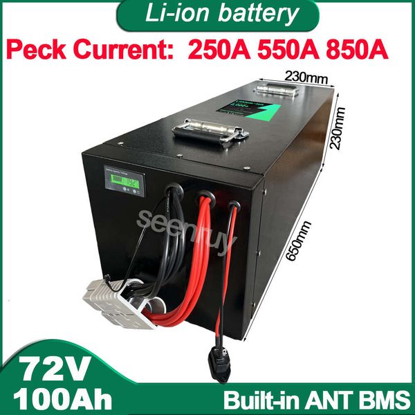 72v 100ah li ion com carregador embutido 220a 340a bms bateria de polímero de lítio para bicicleta triciclo scooter motocicleta