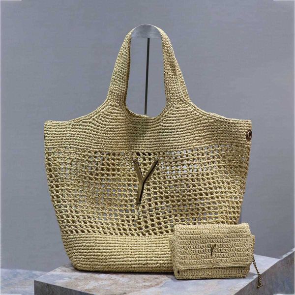20A Mirror Quality Designer Icare Raffia Tote Womens Summer Beach Shopping Bag S Handbags Maxi Purse Shoulder Composite Bags with Small Pouc
