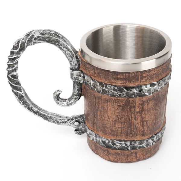 500ml drinking cup double wall simulated wooden coffee cup creative beer cup heat-resistant tea coffee beverage 250118