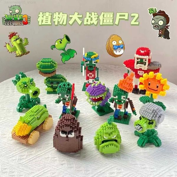 Blocks Plants VS Zombies Blocks Small Cartoon Mini Building Block Peashooter SunFlower Chomper Assemble Action Model Doll Toy for Kids L2409