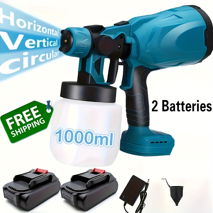 TEMU 21v Drill- Sprayer Ttachment - Heavy-duty 1000ml Gun With 3 Spray (horizontal-vertical-round), Compatible With 21v Drills (-) For Home, Car,