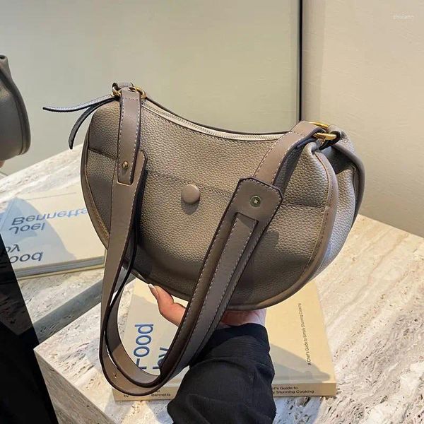 Hobo Gray Fashion Retro Leather Women&#039;s Shoulder Bag Girls Crossbody Pillow Double Large Capacity Ladies Handbag
