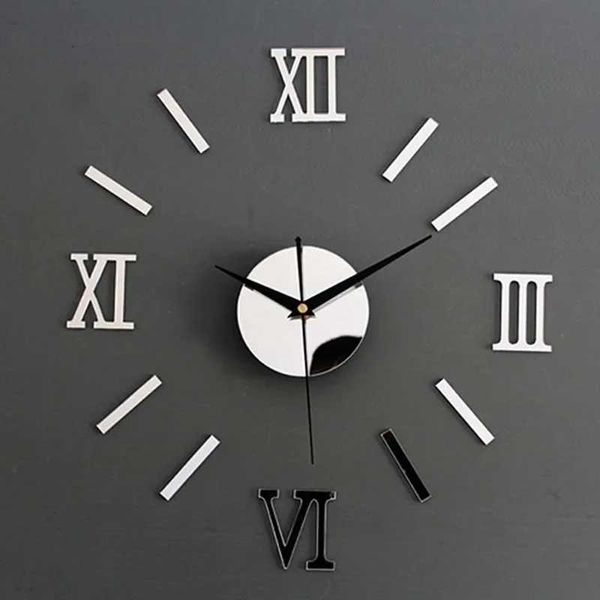 3D Mirror Roman Digital Wall Clock Stickers Elegant DIY Digital Wall Clock Used for Home Art Living Room Office Decoration Clock W240806