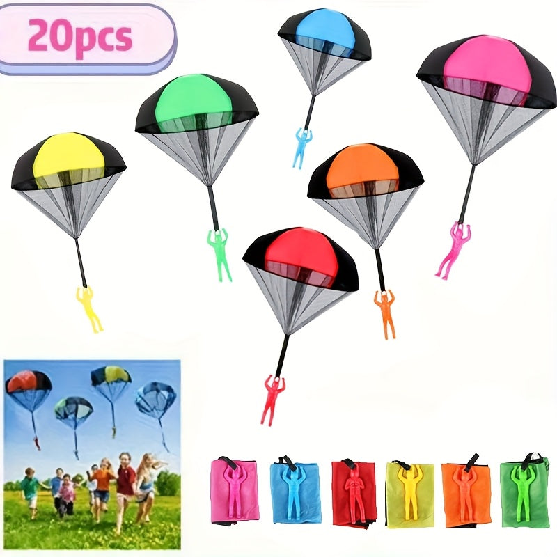 TEMU Pack Mini Parachute Toy, 10- Pack Plastic Umbrella, Suitable For Outdoor Games And Party Giveaways, Perfect Christmas Gift