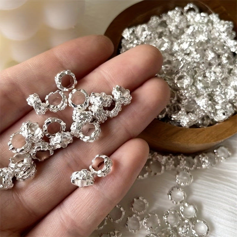 TEMU 50pcs Alloy Four-ring Spacer Beads With Large Hole - For Making, Necklaces, Bracelets, Keychains, Earrings - Craft Supplies & Gift Accessories,