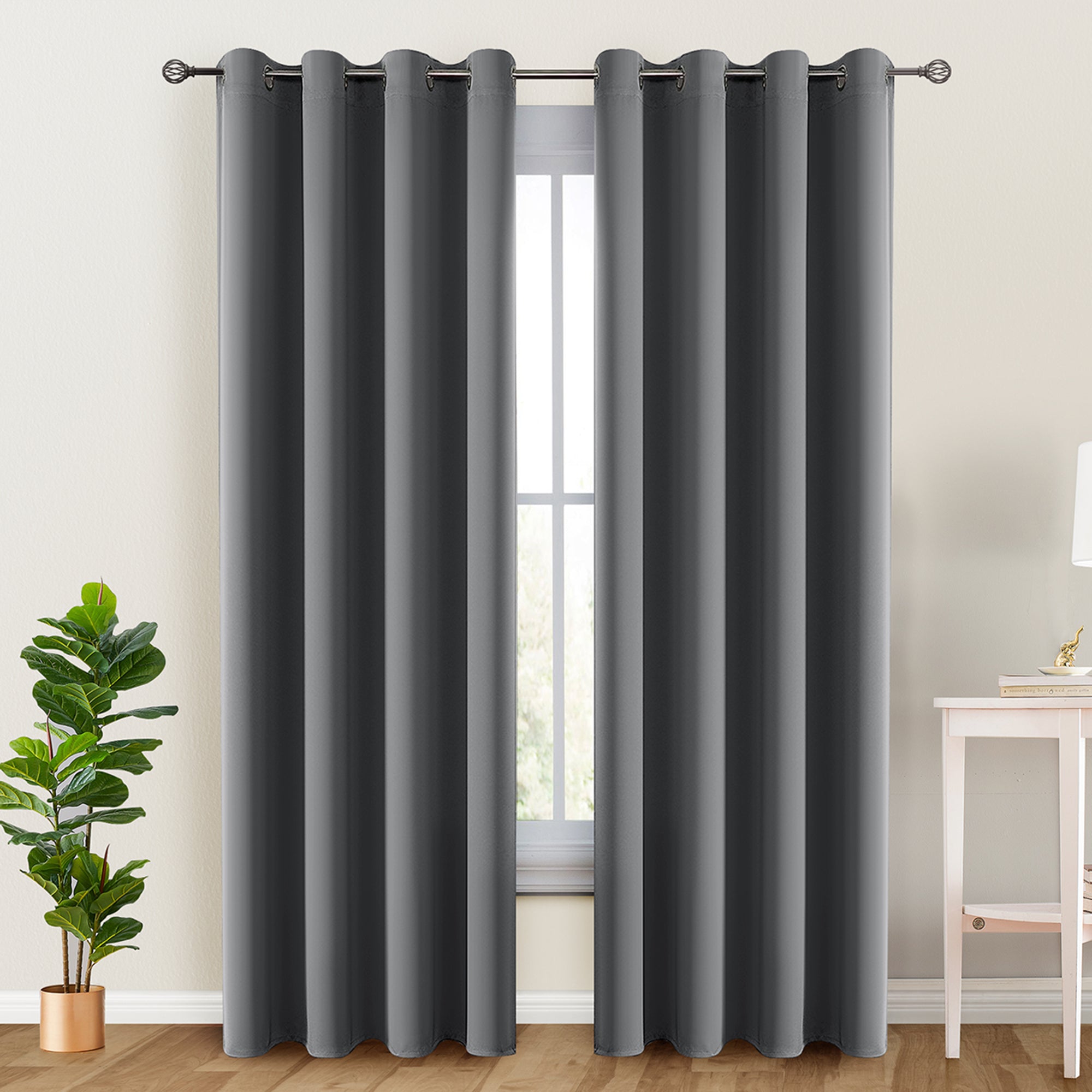 TEMU Lux Panels Lightweight Curtains - Solid Thermal Insulated Grommet & Noise Reduction Window Drapes, Room Darkening & Soundproof Blinds - Energy