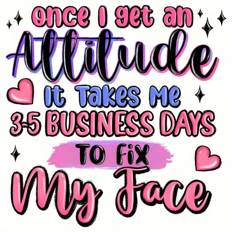 TEMU Feminine & Fun Text Design Hot Transfer Decal - Durable, Washable, Iron-resistant Vinyl For Diy T-shirts, Jeans, Backpacks, And Hats - Vibrant