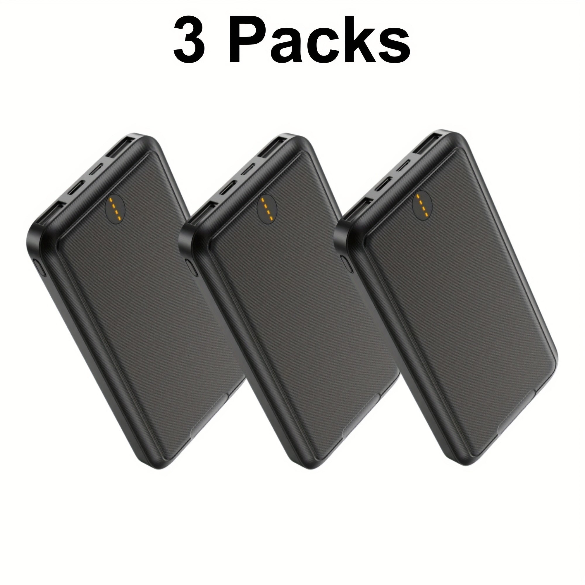 TEMU 3 Packs Power Bank, Portable Charger 10000mah Battery Pack With Dual Usb Ports, , Compatible For Smartphones, Tablets, And Other Usb Devices. (3