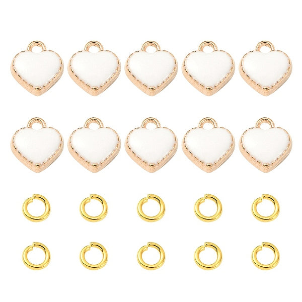 Charms smaltati in lega di cuore 10 pz