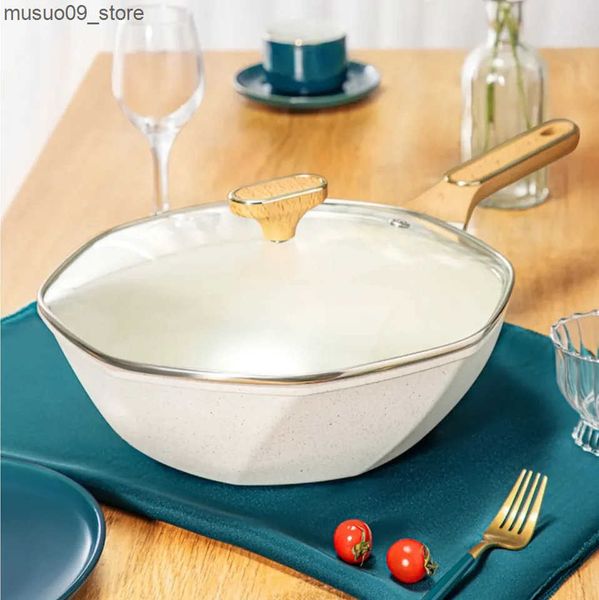 Other Cookware Octagonal Non-stick Frying Pan Wok Pan Pot Household Egg Steak Cooking Pots Gas Stove Induction Universal Cooker Nonstick Pan