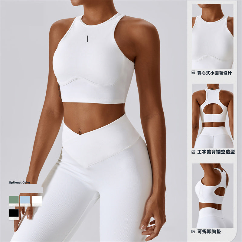 A8333 Women lingerie bralette Yoga Bra Tops Cew Neck Fintness Tank Vest Skinfriendly Workout Breathble Crisscross Quick Dry Top Female