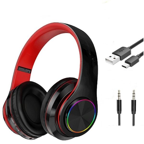 B39 Foldable And Pluggable Card Wireless Bluetooth Headset Light-emitting Headphone Computer Gaming Headsets Headsethead Mounted Earphone