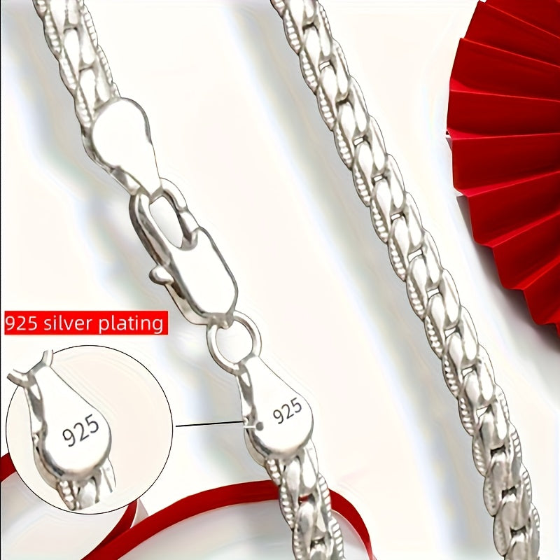 TEMU Elegant 20 Inch 925 Silver Plated Necklace, Weddings And Engasynthetic Gemstoneents