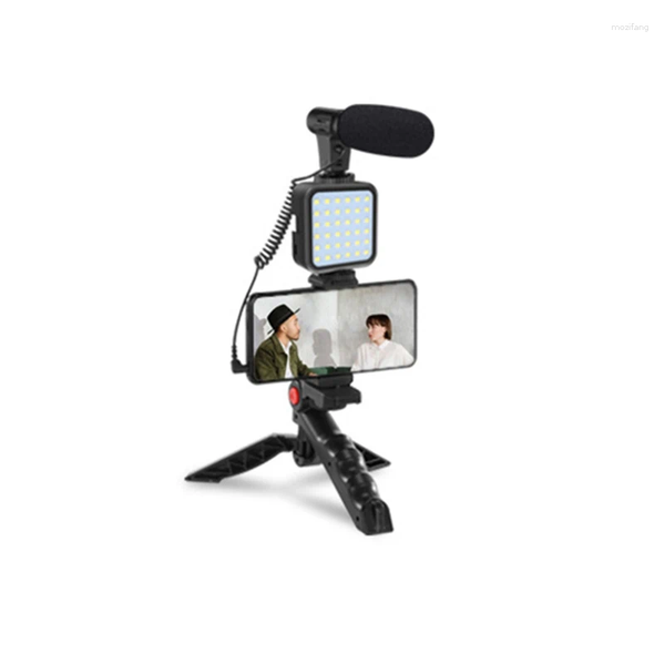 Microphones Condenser Microphone With Tripod LED Fill Light For Professional Po Video Camera Interview Live Recording Youtube