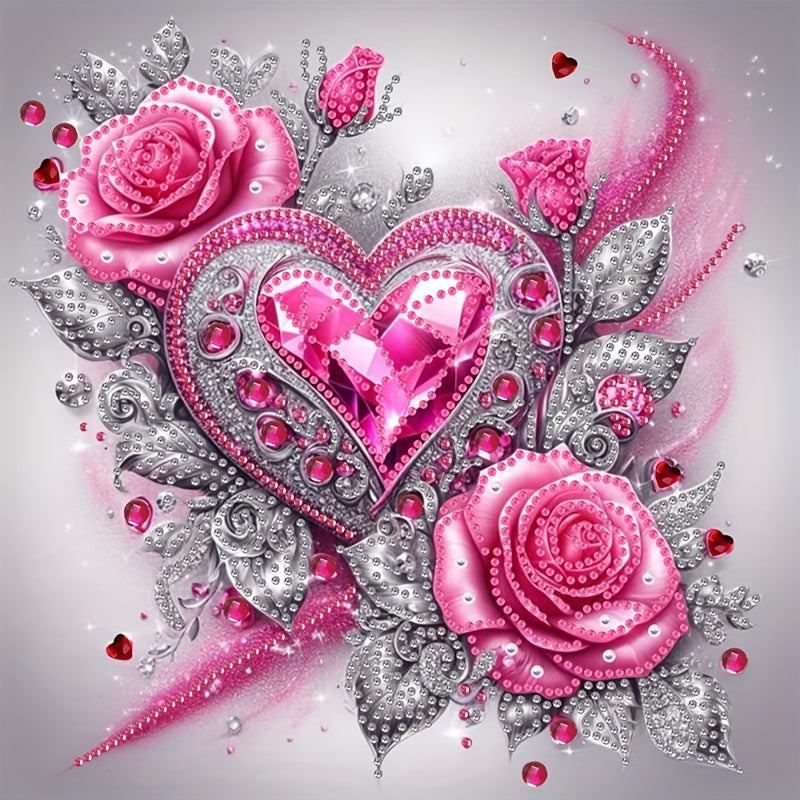 TEMU Rose Diamond Painting Kit 11.8*11.8in - Diy 5d Crafts, With Special Shaped Crystals And Rhinestones On Canvas, Unframed Home Wall Decoration,