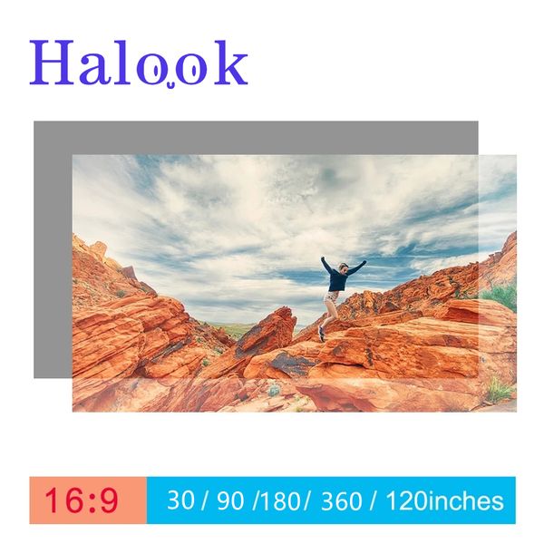 Halook livego club Projection Screens curtain 180 360 Inch Projector Screen Wall Mounted 16:9 4K HD Portable Home Cinema for Indoor Outdoor