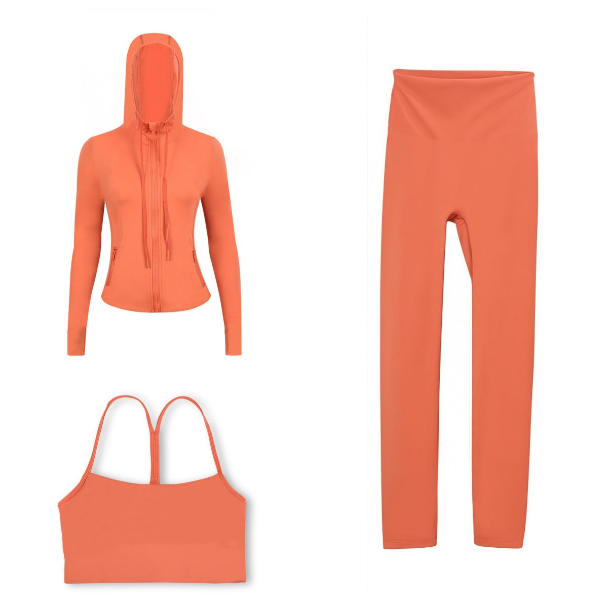 Women Yoga Outfit 3 Piece Set Hooded Jacket Sports Bra Camisole Top and Flared Leggings High Waist Gym Suit Yoga Pilates Fitness Workout Activewear