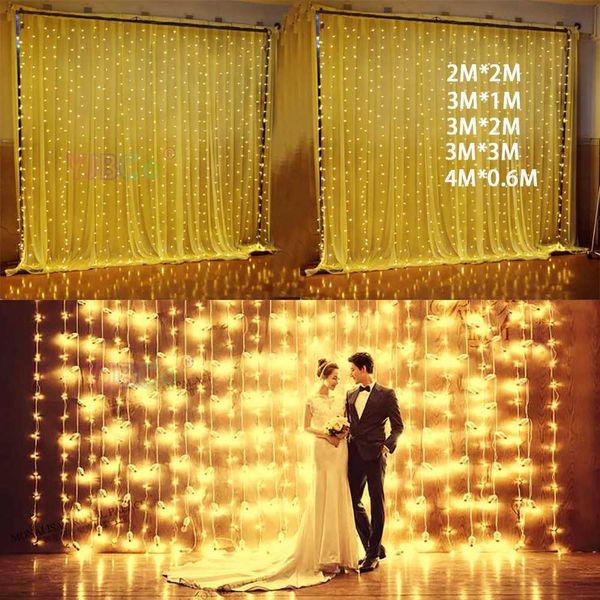 4*0.6-3*1-3*2-3*3m led icicle curtain fairy string light fairy Christmas light for Wedding home party decoration 220V EU plug Z241203
