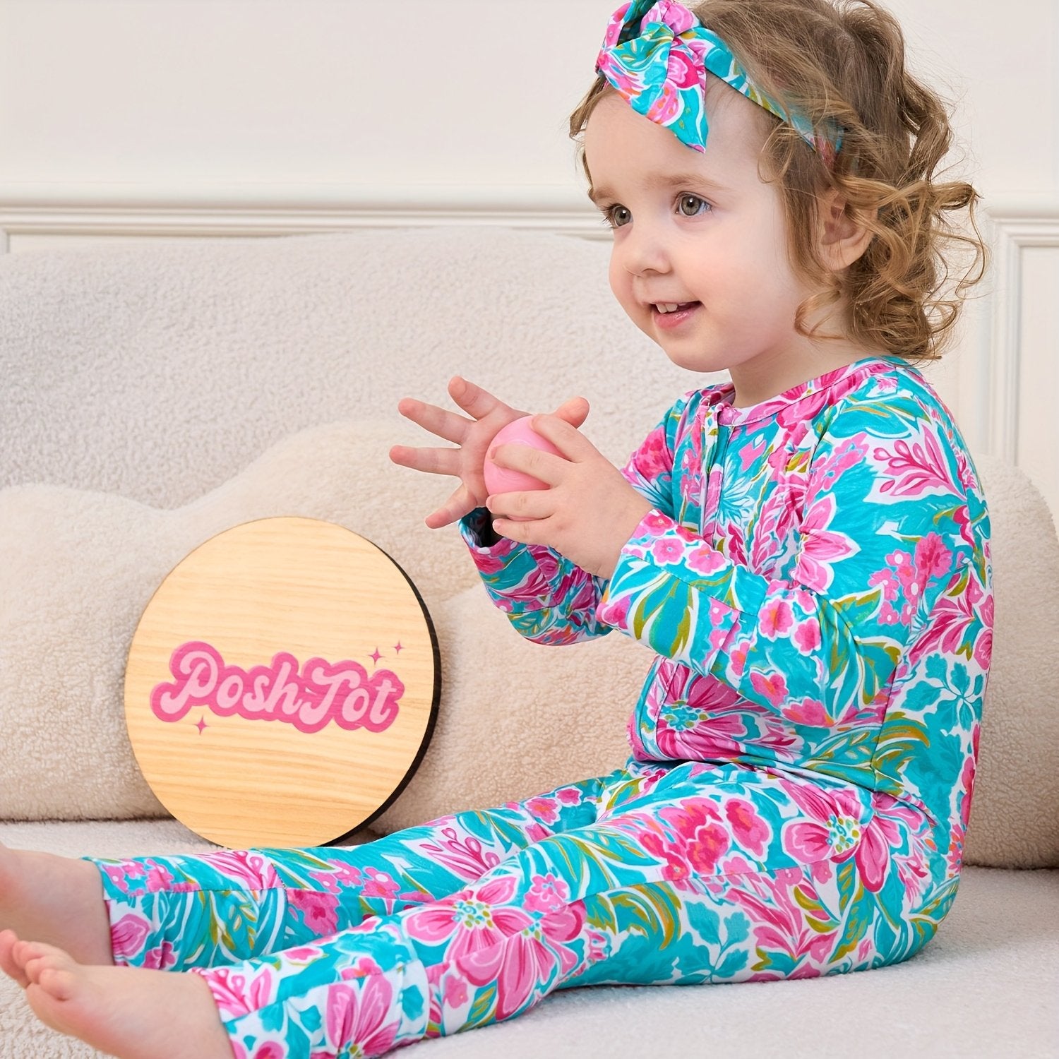 TEMU No Import Charges Poshtot Newborn Baby Jumpsuit, Birchapple Flower, Bamboo Fiber Baby Clothes, Suitable For 0-24 Months, For Outdoor Games,