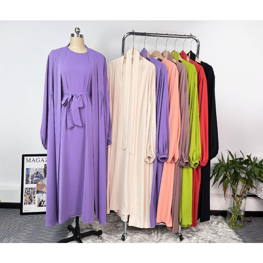 (820) Customized Women Tie Waist Loose Outerwear Long Robe