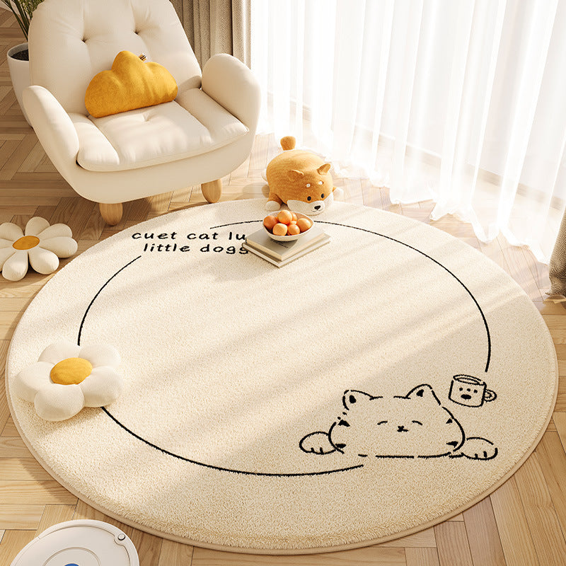 Round Carpet Living Room Light Floor Mat Free Maintenance Sofa Cushion Balcony Bedroom Rocking Chair Swivel Chair Foot