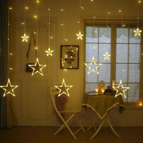 2.5m 138 LED Ice Column Star Fairy String Light Christmas Wrench Curtain Star Light Wedding Banquet Family Outdoor New Year Y240927