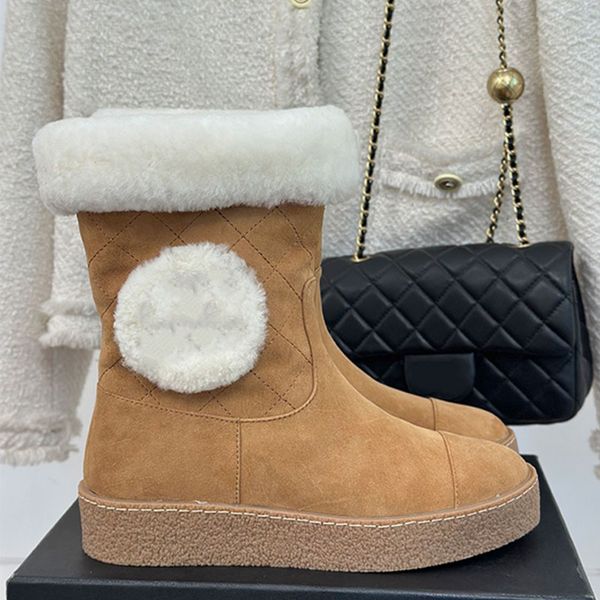 2024 BOTAS AUTOMN WINTER SNOW Shoes Fashion Slip On Top Leather Furry Boots