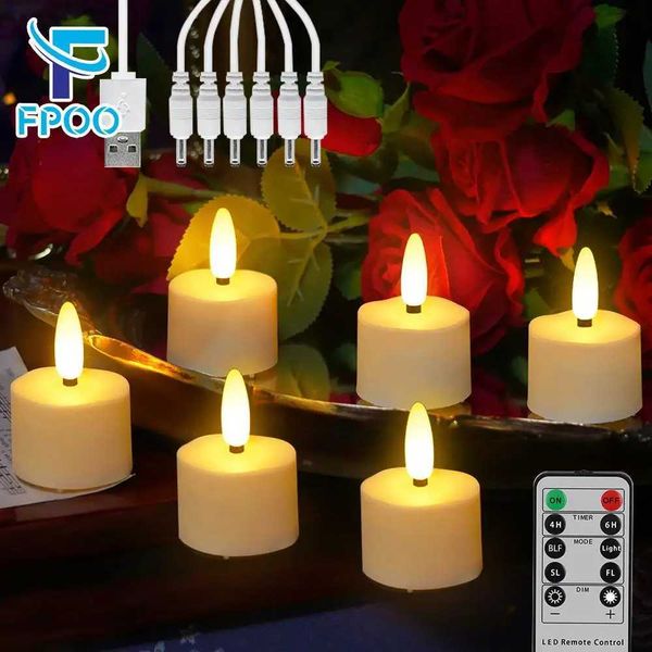 FPOO Led Candle With Timer Remote Rechargeable Candles Flameless Candle For Wedding Party Gift Home Decorative Candle Light Lamp Y240815