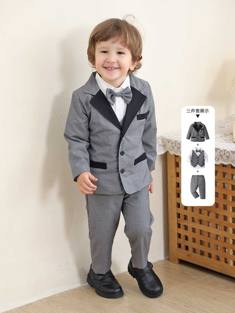 British faux vest suit three-piece set for children&#039;s autumn and winter clothing with a coat for boys L250928