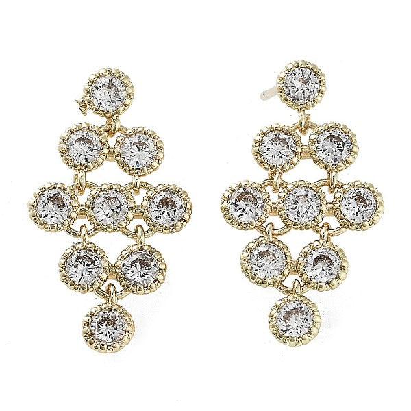 Boucles d'oreilles pendantes en laiton losange creux avec zircone cubique