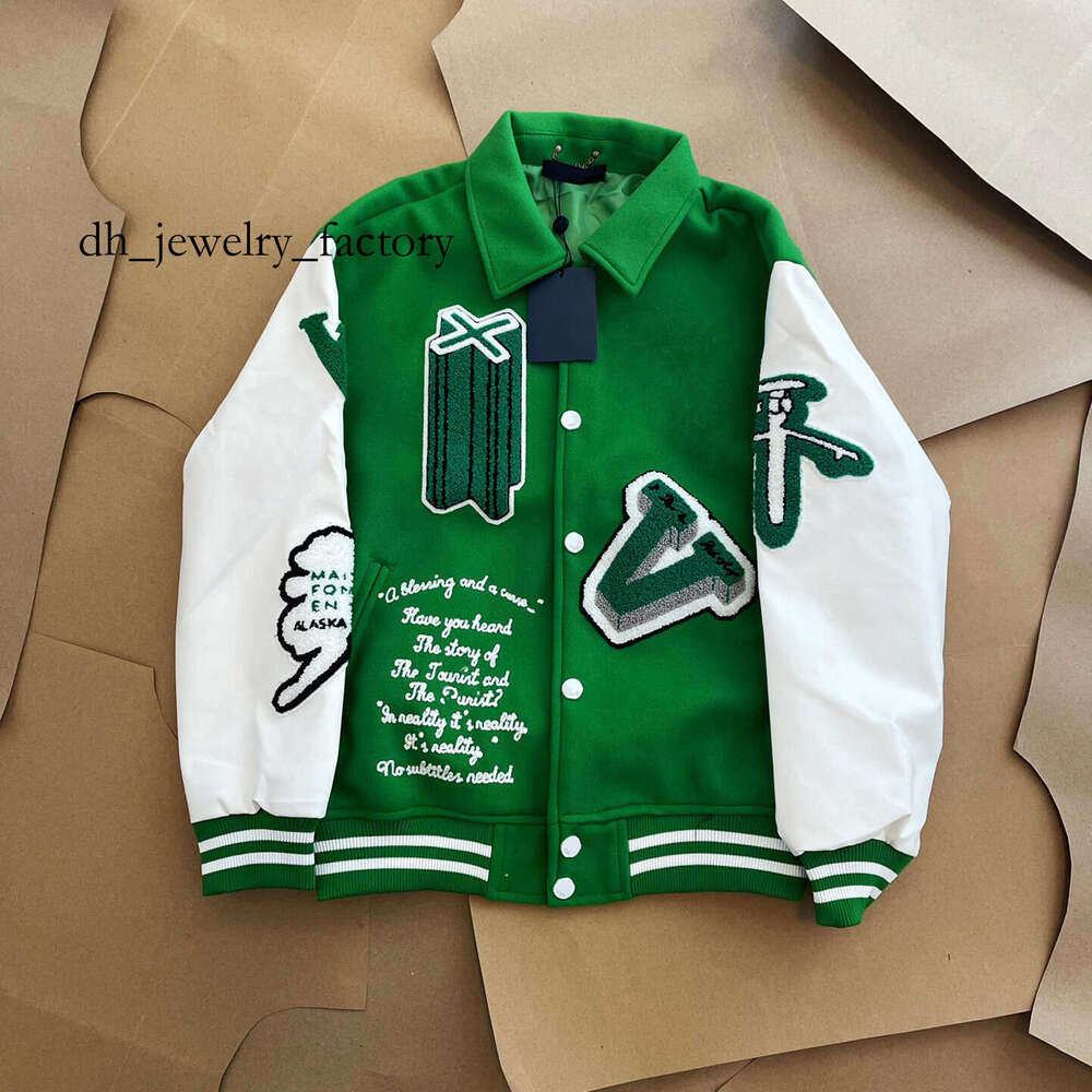 vuittons Mens Jackets designer Classic l Vintage Baseball Varsity Coat Loose Mens Women Outerwear Wool Flocking Leather Single Breasted Couples Warm