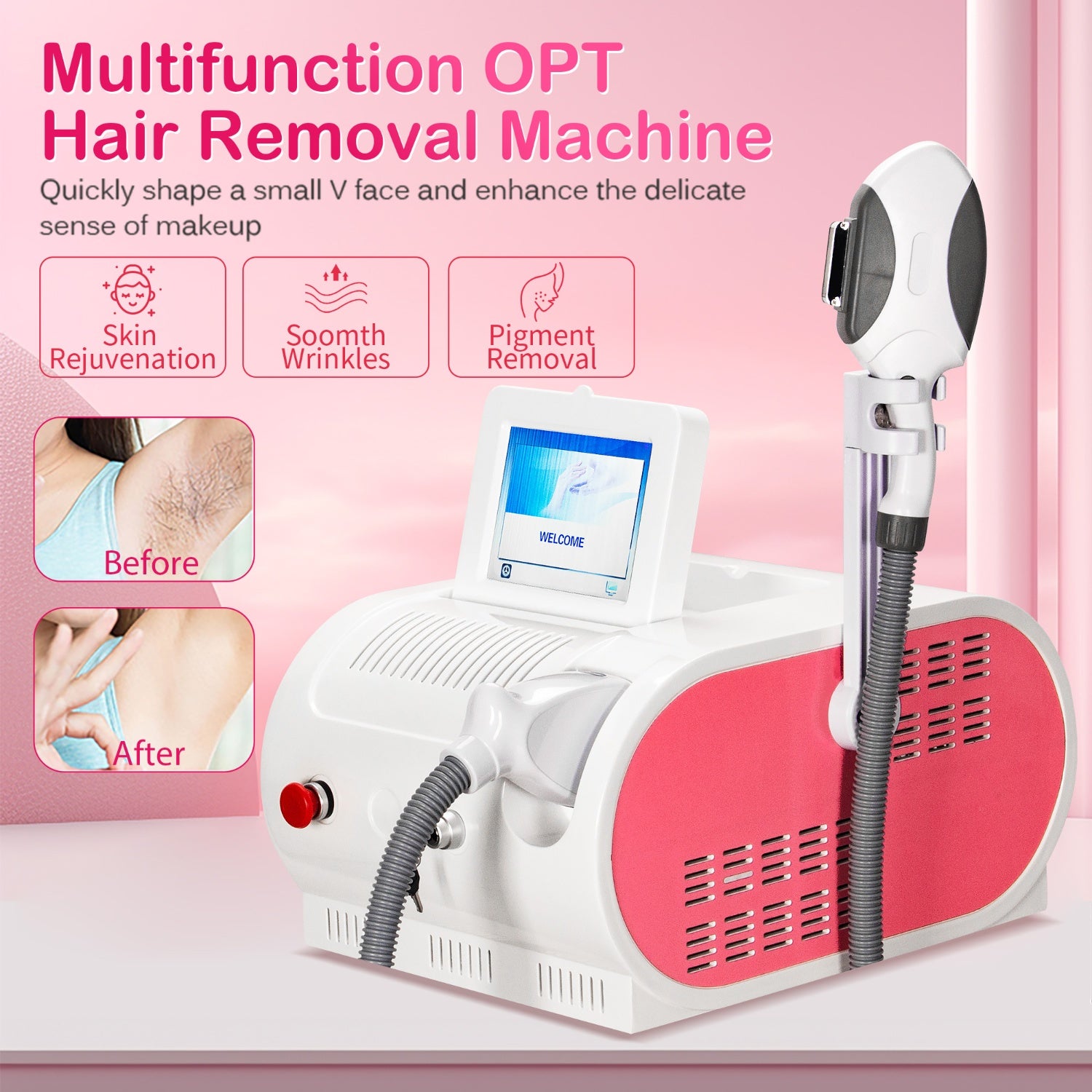 OPT 3 Wavelength Portable Hair Removal Laser Machine Professional Equipment For Painless Hair Removal And Skin Rejuvenation