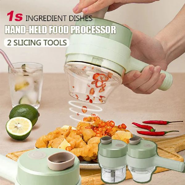 4-in-1 handheld electric vegetable cutter wireless chopping garlic sauce chopping onion chopping multifunctional cooking tool 240809
