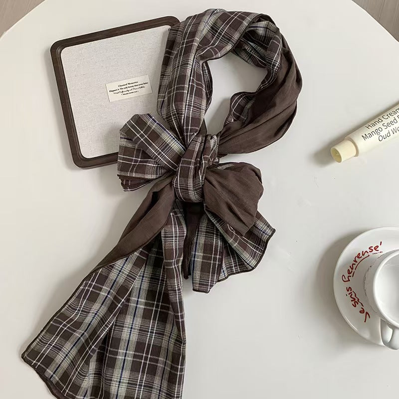 T481 long high-end spring and summer simple European plaid scarf versatile decorative scarf multi-purpose waist belt ribbon