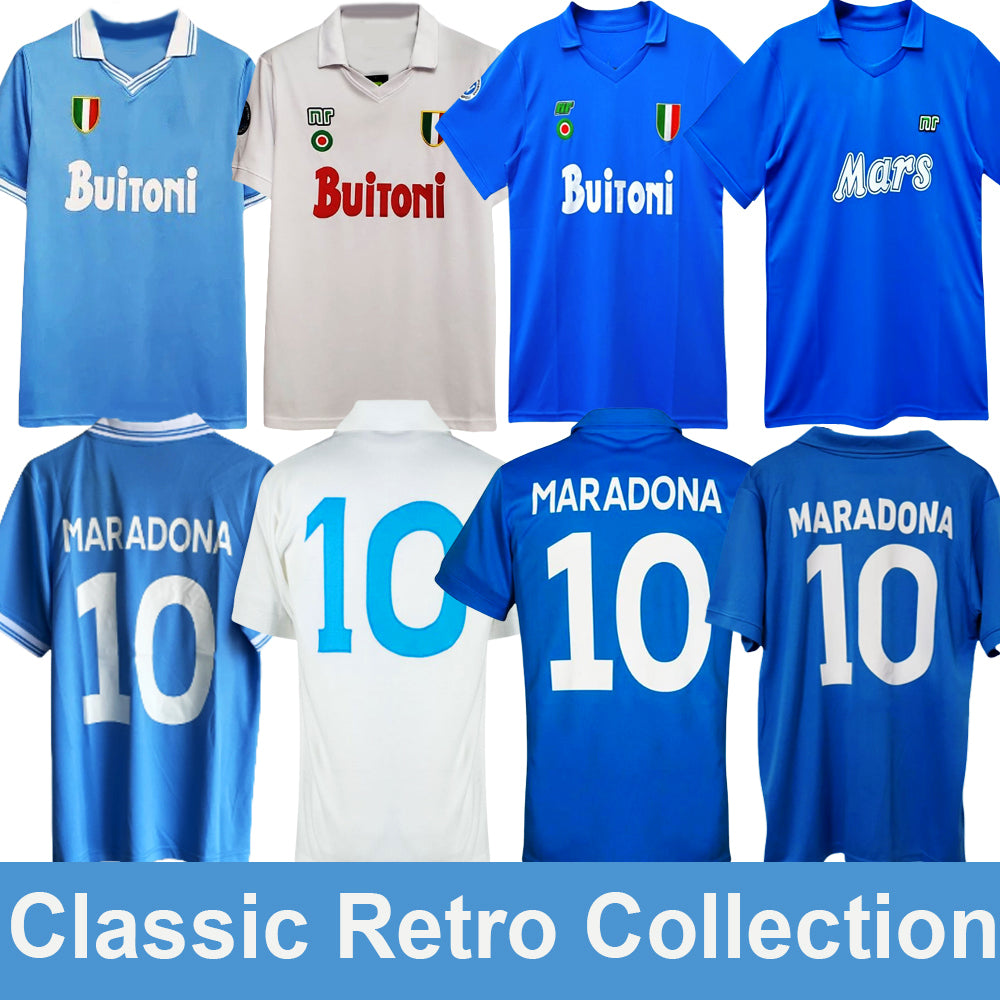Napoli Retro Soccer Jerseys 86 87 88 89 90 Maradona Vintage jerseys Careca Zola Cavani Coppa Italia SSC Naples Calcio Football home away match shirt