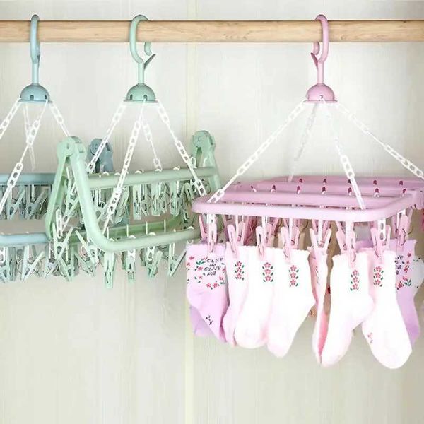 Multifunctional 36-clip Drying Racks Lingerie Socks Rack Folding Hangers Plastic HangersXJ240216