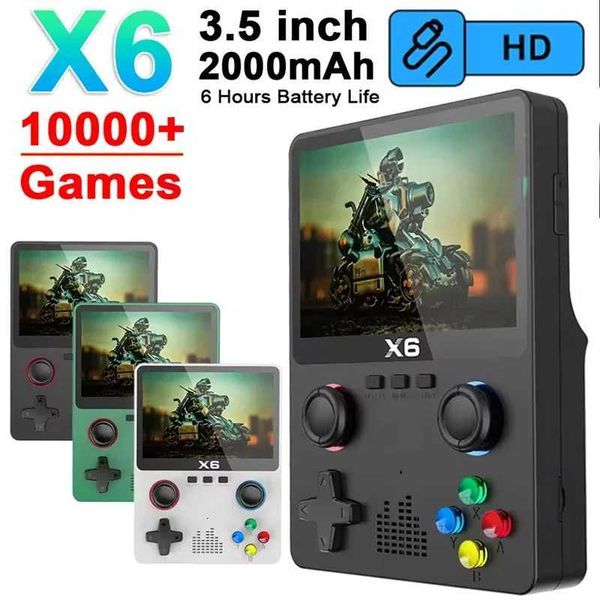 X6 Game Console Retro Video Game Console 3.5in IPS Sn Two Player Game Classic Handheld Games Players Max. 64G Fast ChargingC250212
