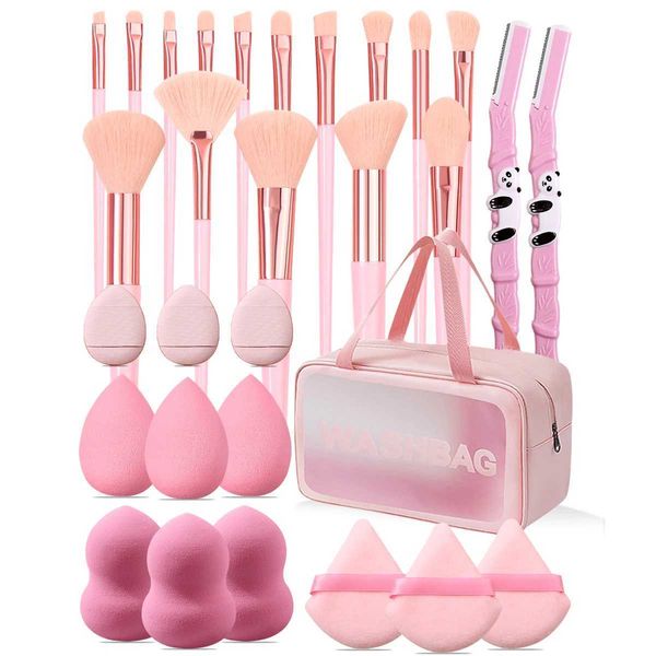 30pcs Makeup brush set combination Makeup brush set makeup sponge set eyebrow shaving knife makeup brush storage bagXJ241113