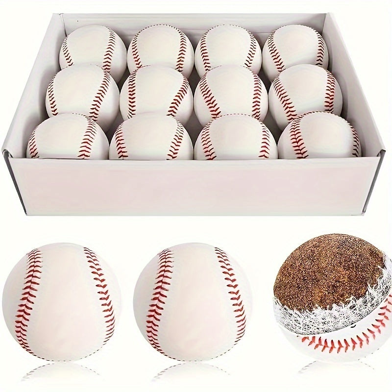 TEMU 12 Pieces Premium Standard Size Baseballs For Batting, Pitching, Hitting, Pitching Practice - Durable Baseball Softballs For Adults And Youths