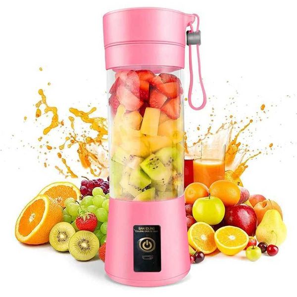 Portable blender mini blender for charging milkshakes and smoothies USB 380Ml travel fruit juice cup with 6 blades B240809