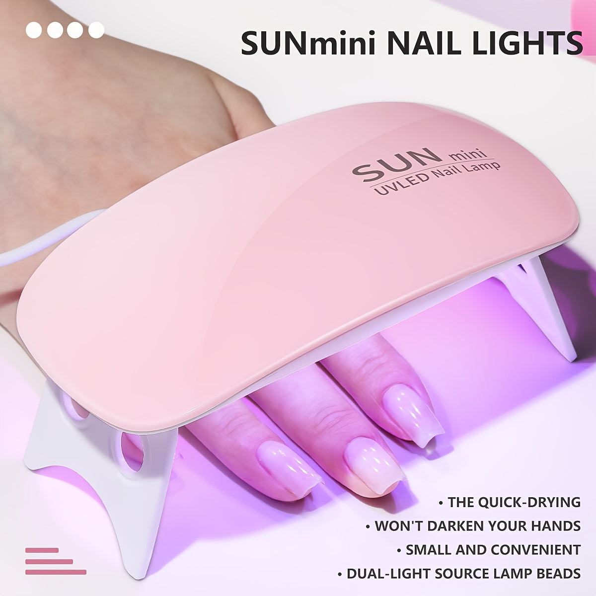 TEMU 1pc 6 Lamp Beads Pink Mini Mouse Nail Lamp Nail Dryer Machine -led Lampportable Micro Usb Power Supply Use Drying Lamp For Gel