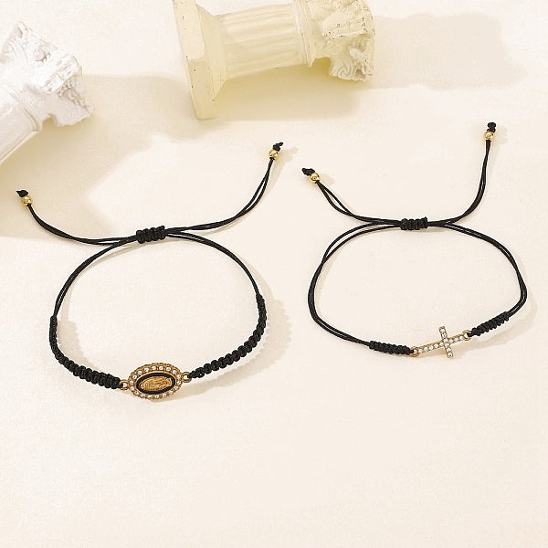 2 Stück Charm-Armbänder aus Legierung mit Strassen für Damen