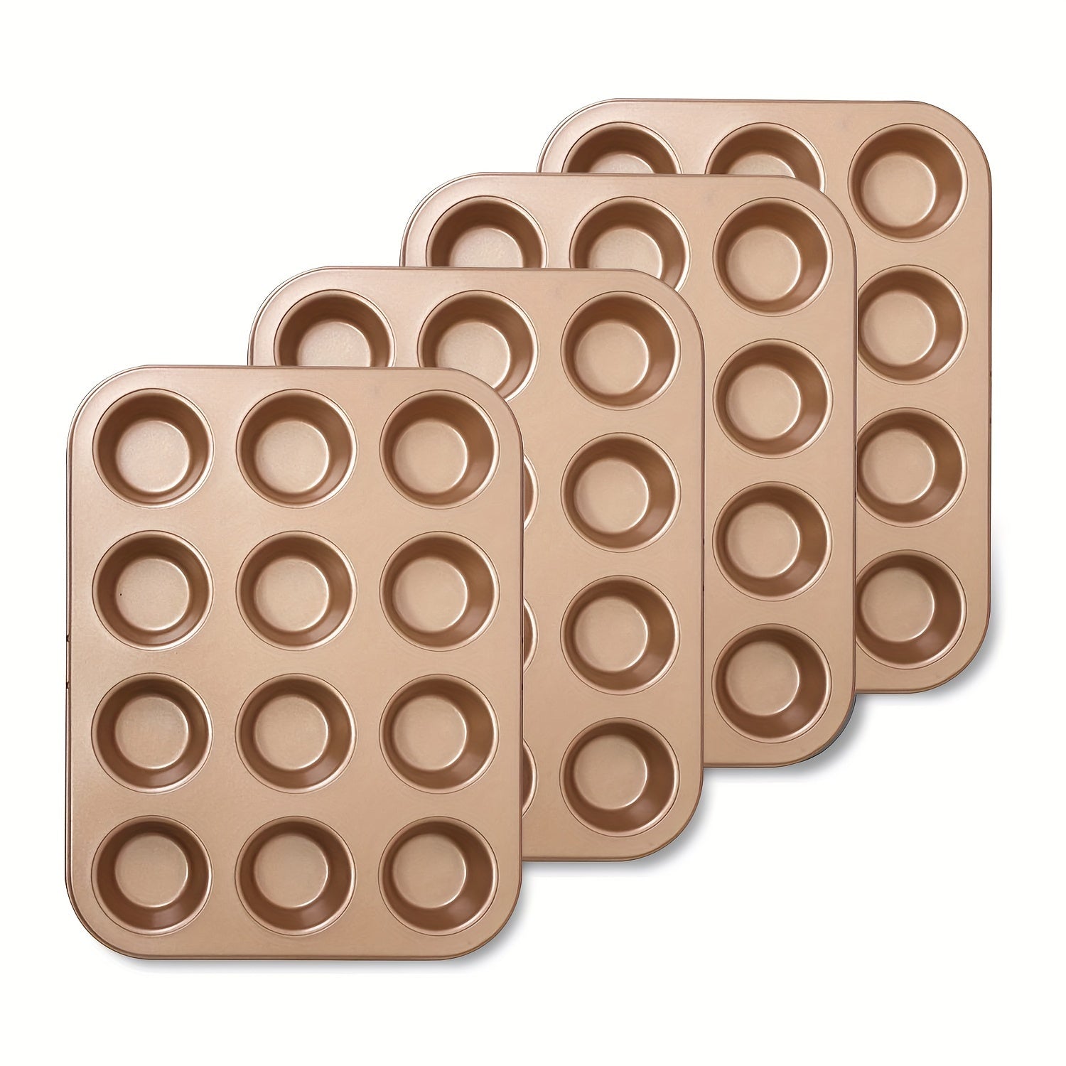 TEMU 4 Piece Cupcake Pan, Carbon Steel 12-cup Muffin Tin, Easy To Release And Clean, Muffin Tray, Molds For Homemade Cupcakes & Muffins (gold)