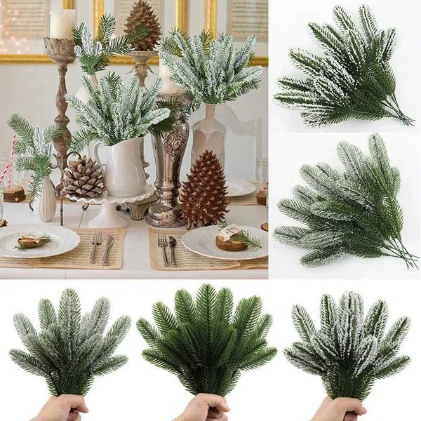 6Pcs Artificial Pine Needles Branches Christmas Tree DIY Decorations Home Desktop Faux Plants Wedding Party Ornaments Supplies Y240808