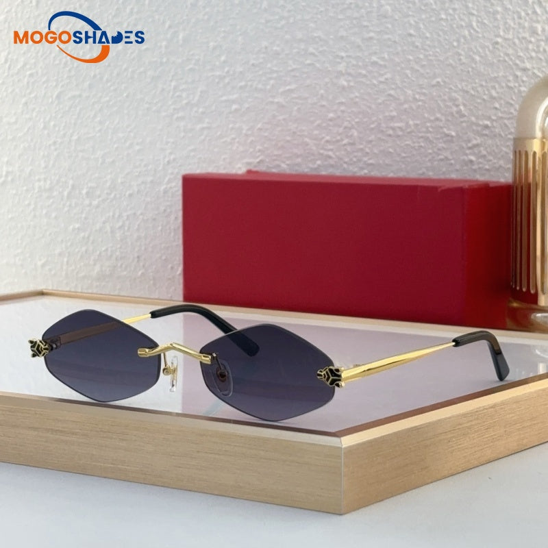 Designer women luxury sunglasses mens eyewear frames goggle frameless adumbral outdoor Little Leopard glasses uv400 antirelflection glasses