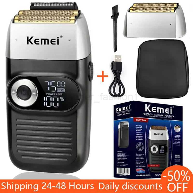 Kemei Electric Shaver for Men Waterproof Twin Blade Reciprocating Cordless Razor USB Rechargeable Shaving Machine Barber TrimmerB240709