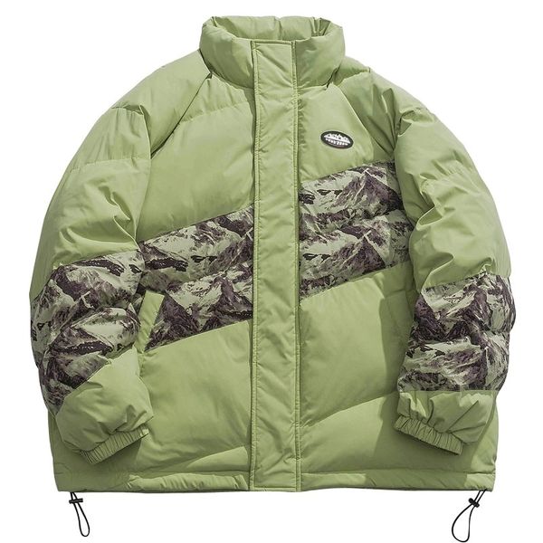 Winter Down Parkas Jackets Streetwear Hip Hop Patchwork Thicken Warm Padded Puffer Jacket Harajuku Fashion Casual Bubble Coat Outwear